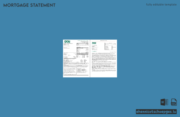 Kontoauszug der Digital Federal Credit Union (DCU) der Massachusetts Digital Federal Credit Union (USA) im Word- und PDF-Format, 3 Seiten, Beispielvorschau (Seite 1-2)
